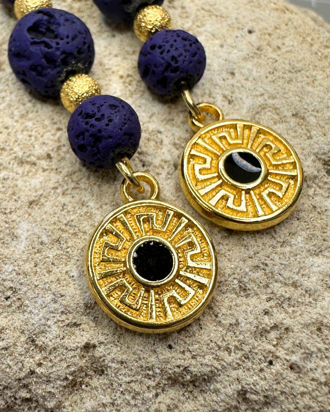 Ancient Greek Priestess Earrings | The Graduate | Meander & Various Stones Options - My Tiny Sanctuary