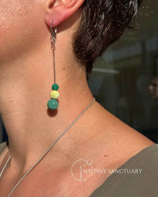 Three Shades of Green Lava Earrings | Grounding Stones Jewellery - My Tiny Sanctuary