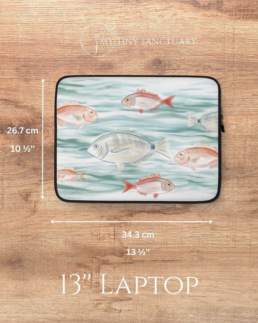 Aegean Sea Fishes Laptop Sleeve - Keep your computer safe while flowing through your day - My Tiny Sanctuary