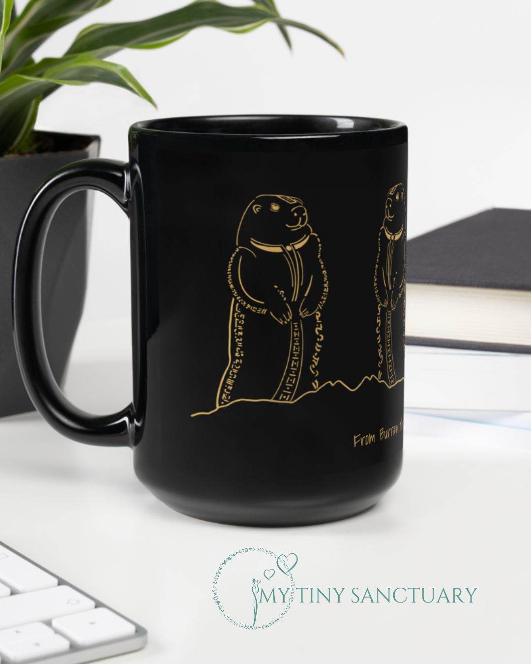 Marmot Animal Spirit Black Glossy Mug With Motivational Quote - My Tiny Sanctuary