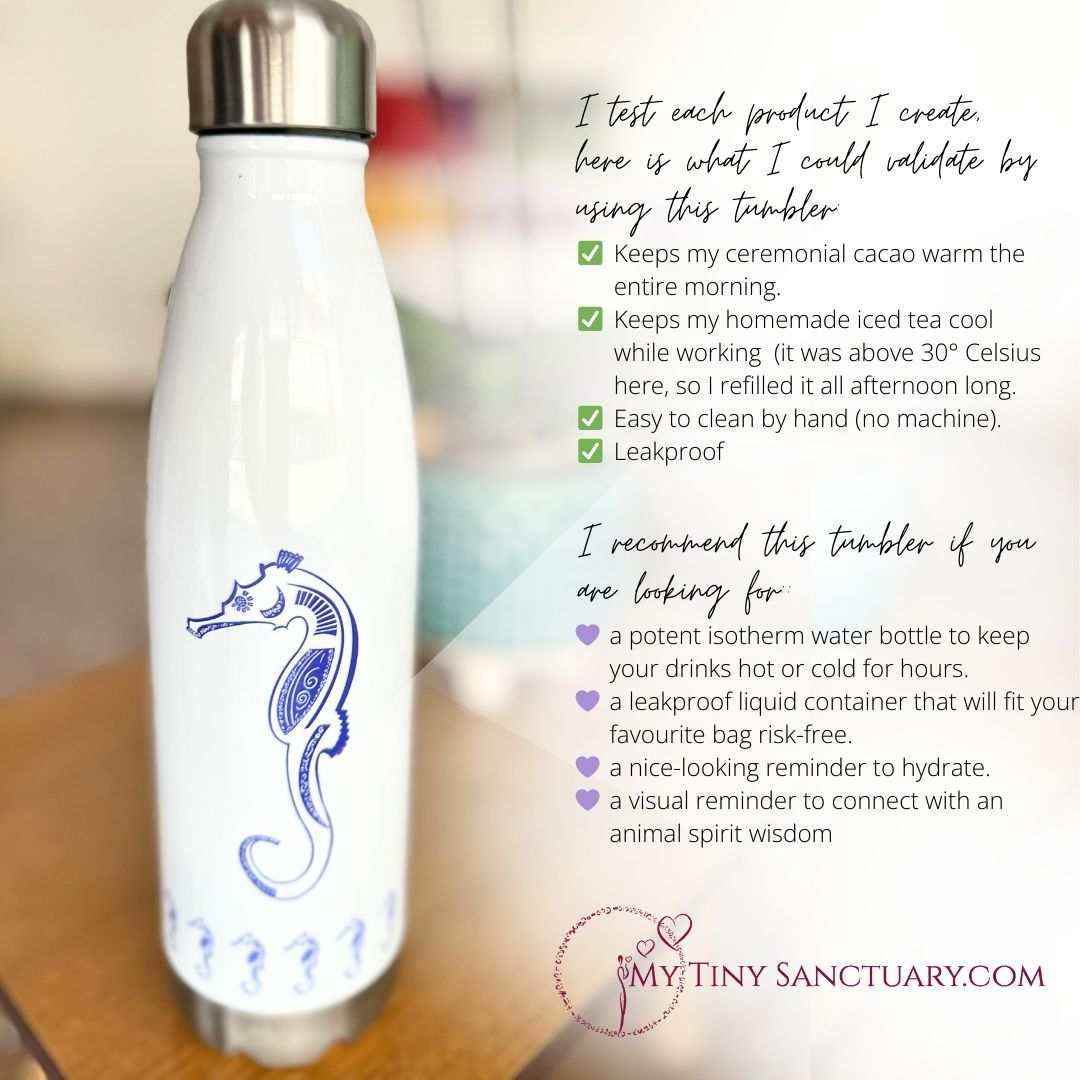 Seahorse Animal Spirit Isotherm Water Bottle Blue Edition - My Tiny Sanctuary