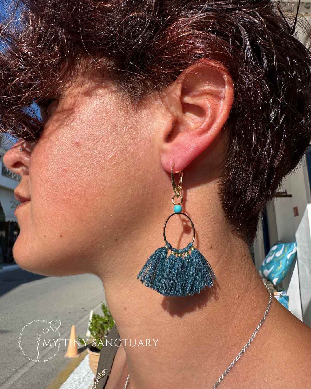 Ethnic-Inspired Pompom Earrings – Colourful Boho Statement Jewellery - My Tiny Sanctuary
