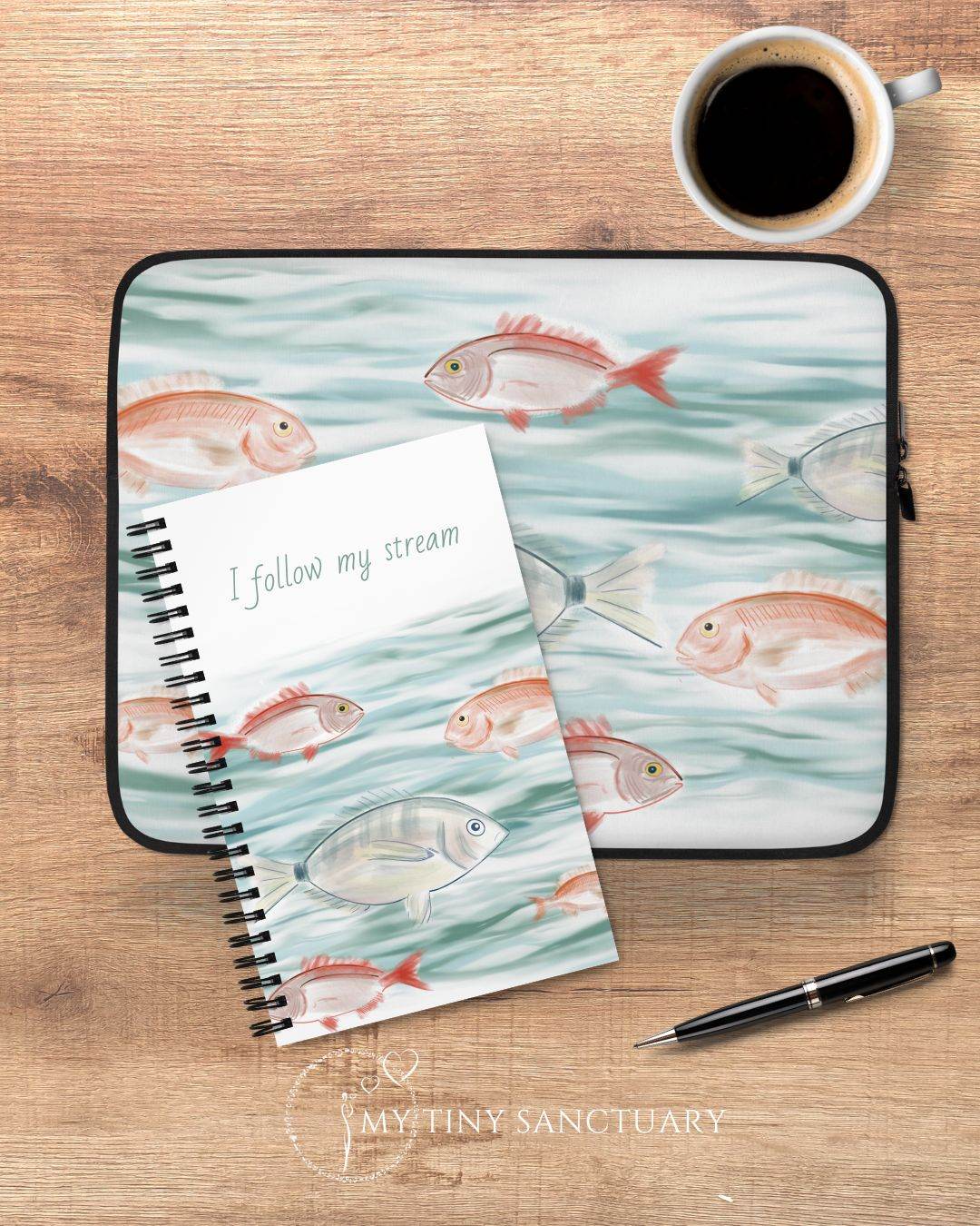 Aegean Sea Fishes - Working Fish Combo: Laptop Sleeve and Notebook - Save 5€ - My Tiny Sanctuary