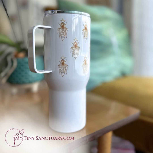 Bee Spirit Travel Mug Isotherm Stainless Steel with a handle - My Tiny Sanctuary