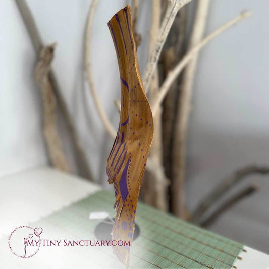 Golden Cosmic Mermaid - Painted Palm Tree Bark (fallen from the tree) - My Tiny Sanctuary