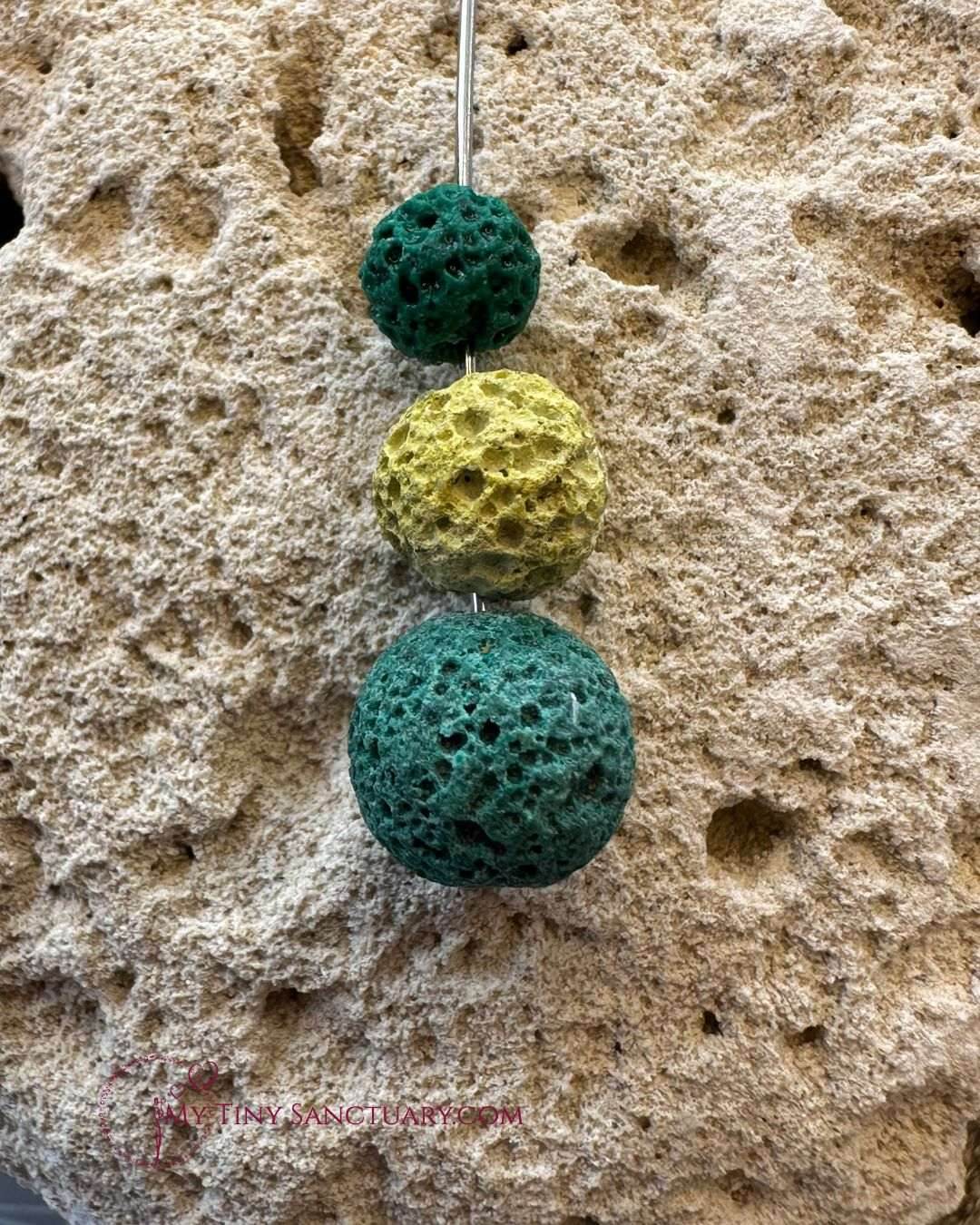 Three Shades of Green Lava Earrings | Grounding Stones Jewellery - My Tiny Sanctuary