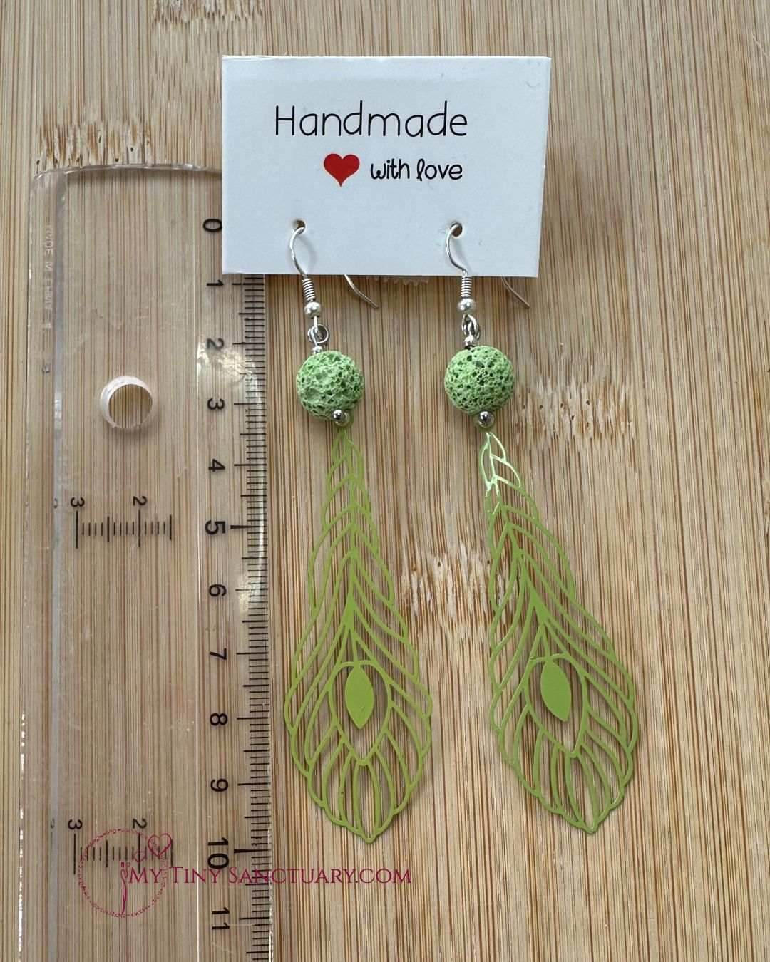 Green Leaf Earrings Sprouting from Lava Stone 🌿 | The Elementals - My Tiny Sanctuary