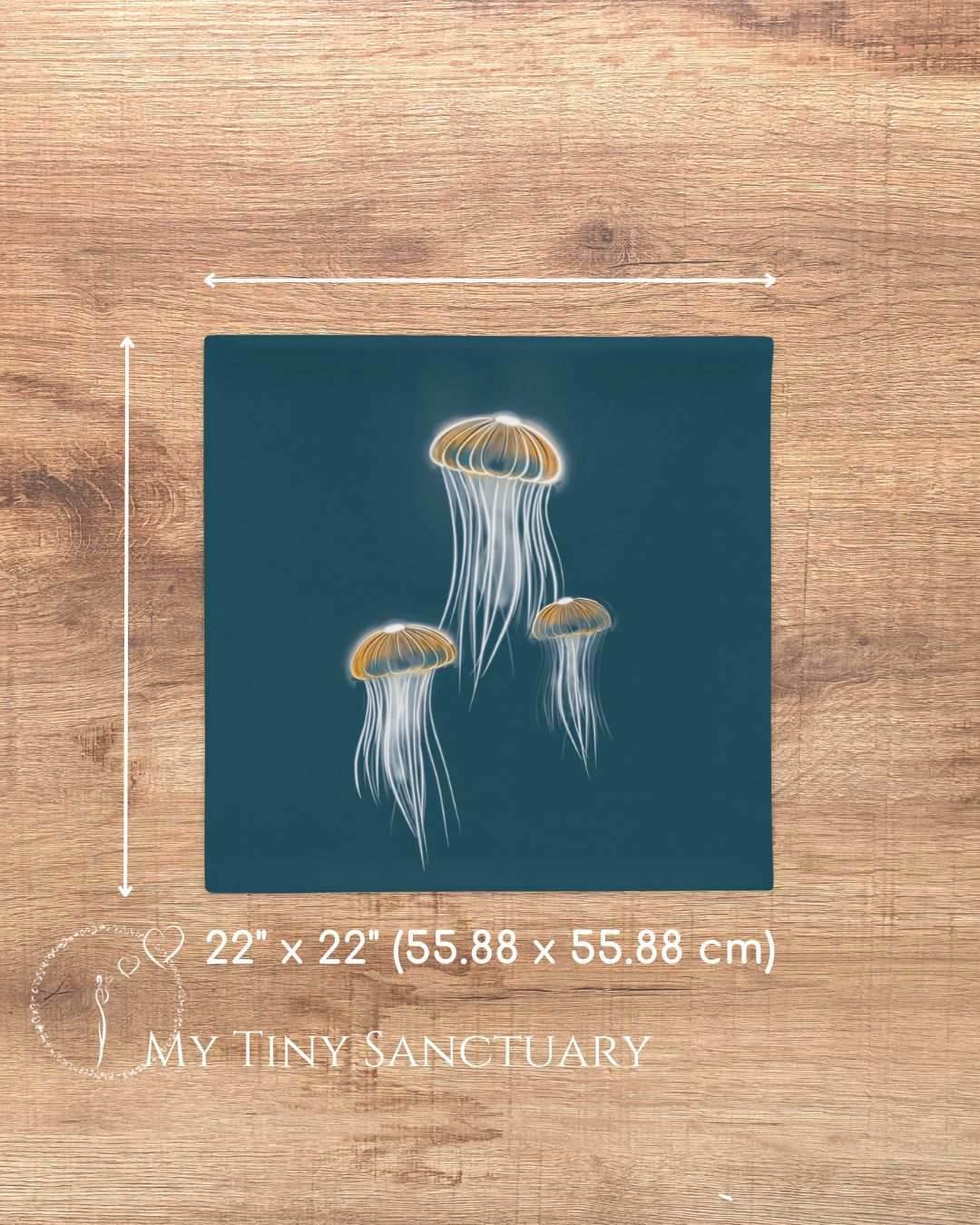 Jellyfish Dancing Throw Pillow | Ocean-Inspired Square Cushion | Marine Decor - My Tiny Sanctuary