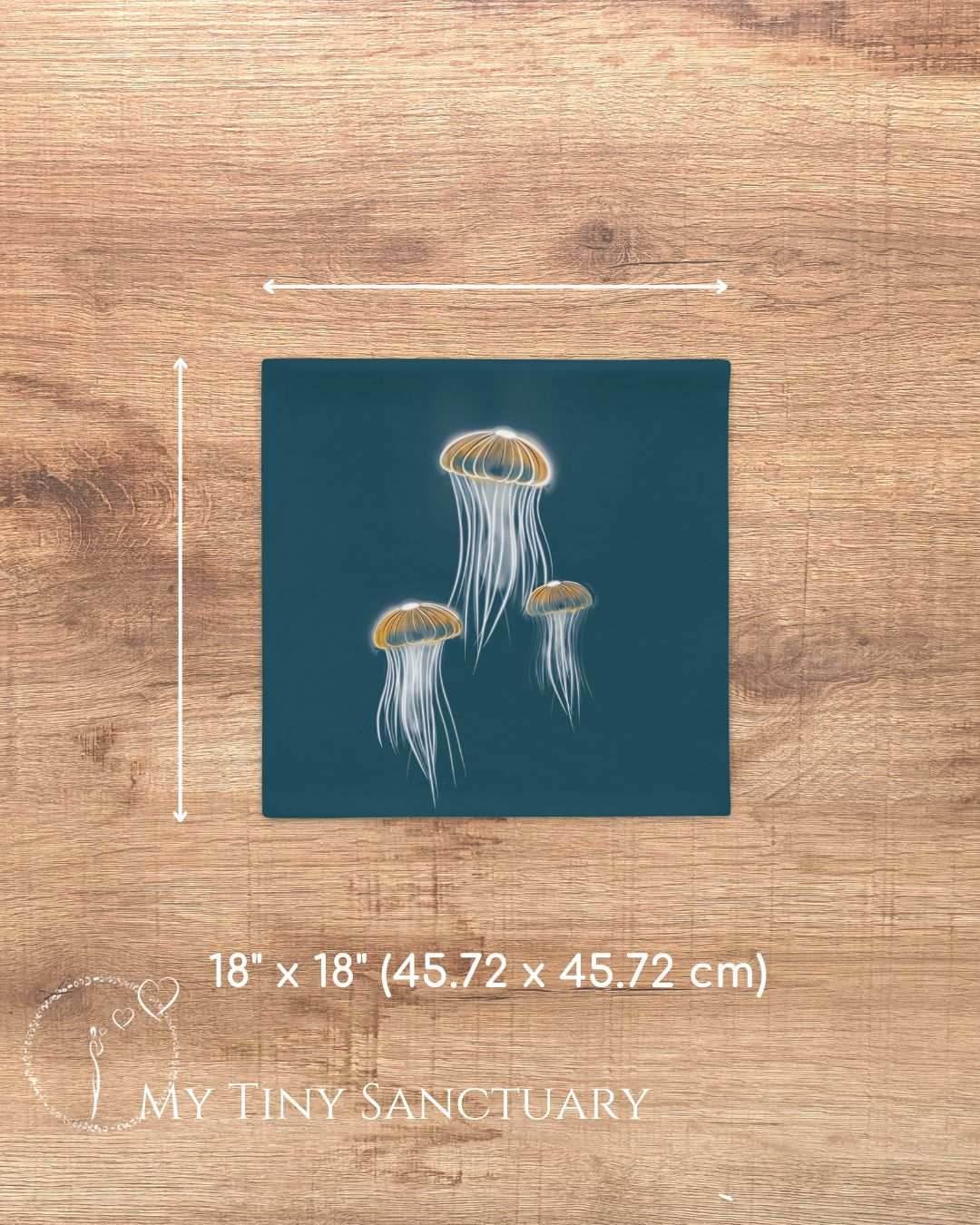 Jellyfish Dancing Throw Pillow | Ocean-Inspired Square Cushion | Marine Decor - My Tiny Sanctuary