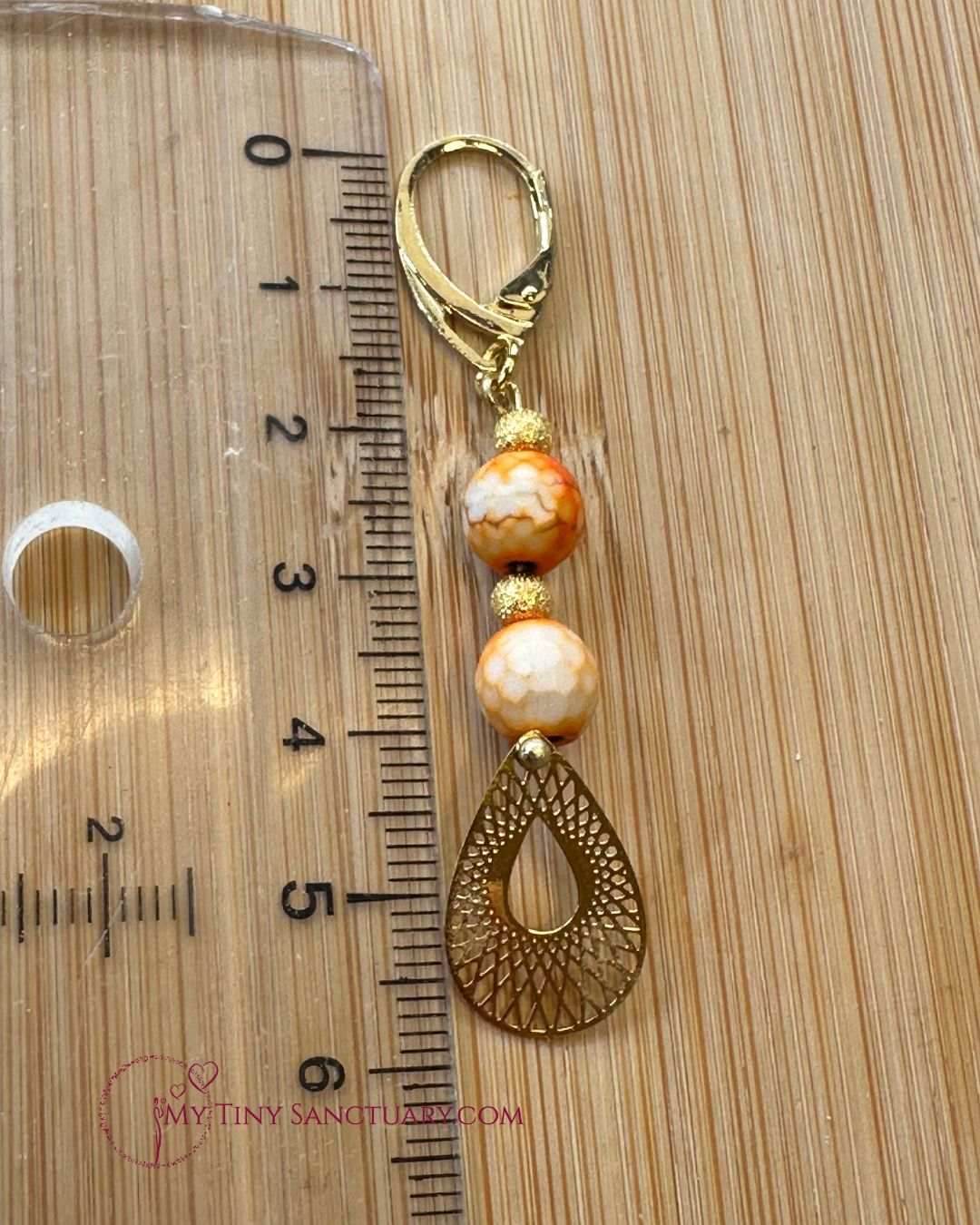 Geometry Earrings Orange and Golden with Howlite: 🌞 Summer Collection - My Tiny Sanctuary