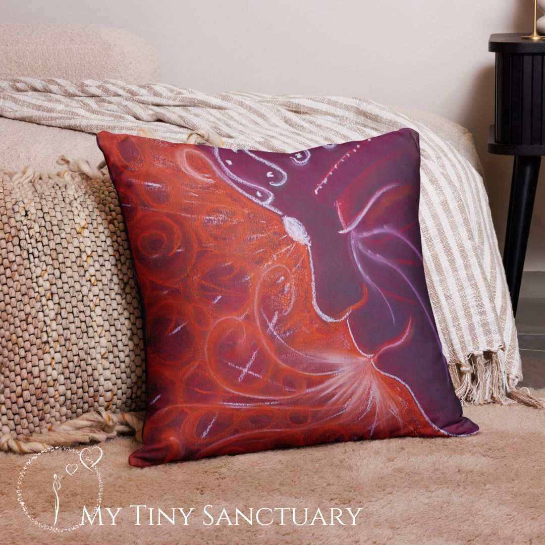 Pillow Red Prince | Intuitive Art | 2 Sizes | With or Without Filing