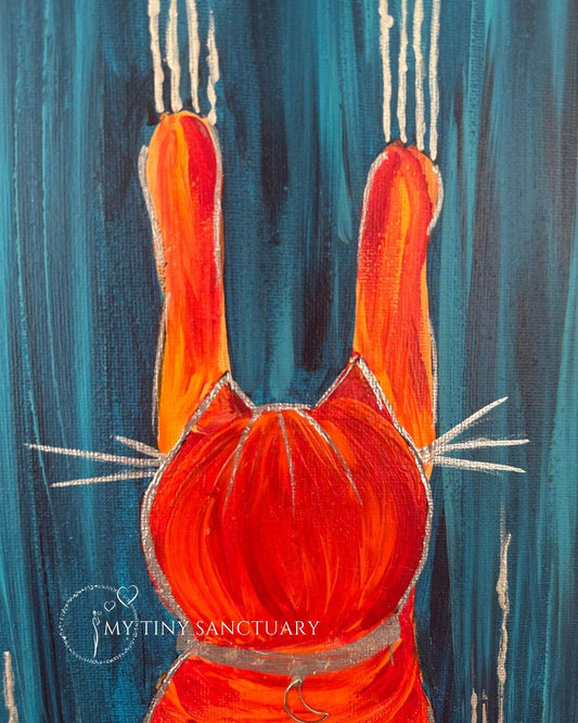Scratchy Cat Original Painting • 20 x 60 cm • Acrylic - My Tiny Sanctuary