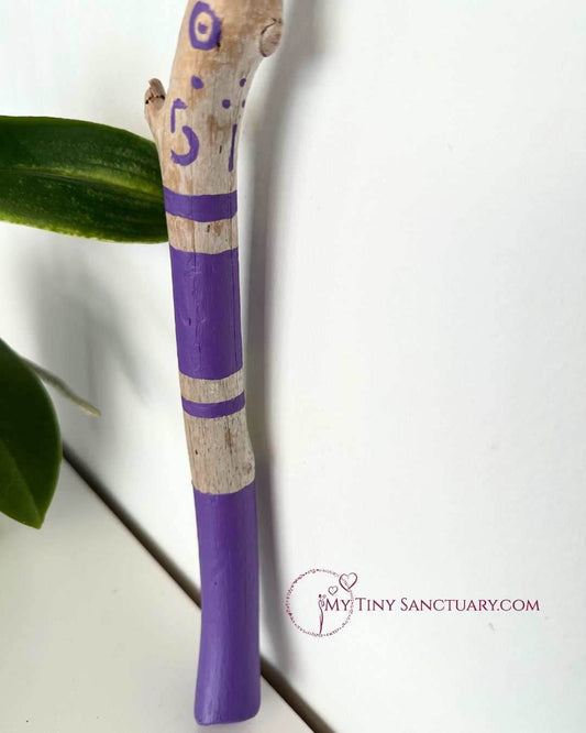 Driftwood Talking stick with Rhodochrosite Incrustation 02 - My Tiny Sanctuary