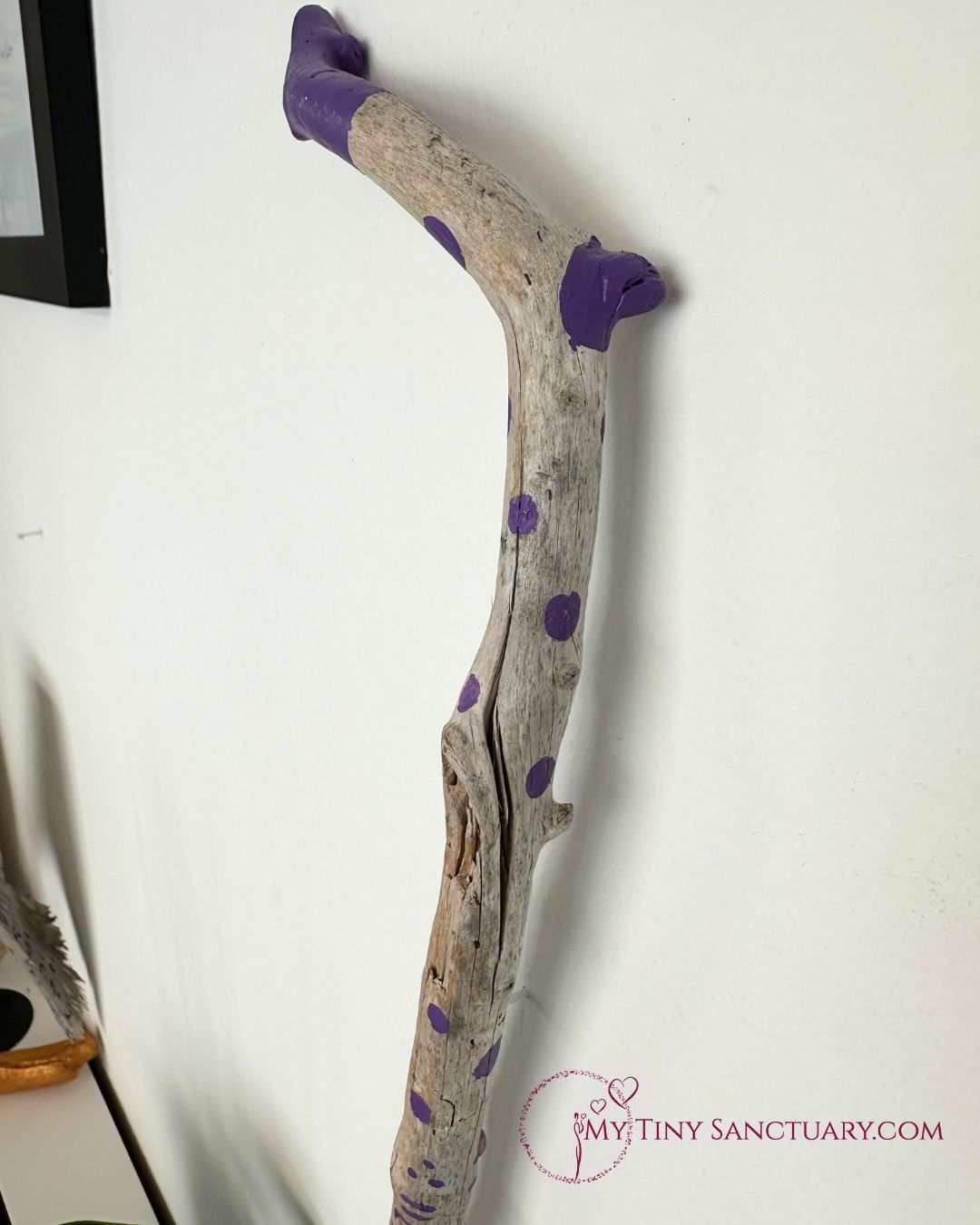 Driftwood Talking stick with Rhodochrosite Incrustation 02 - My Tiny Sanctuary