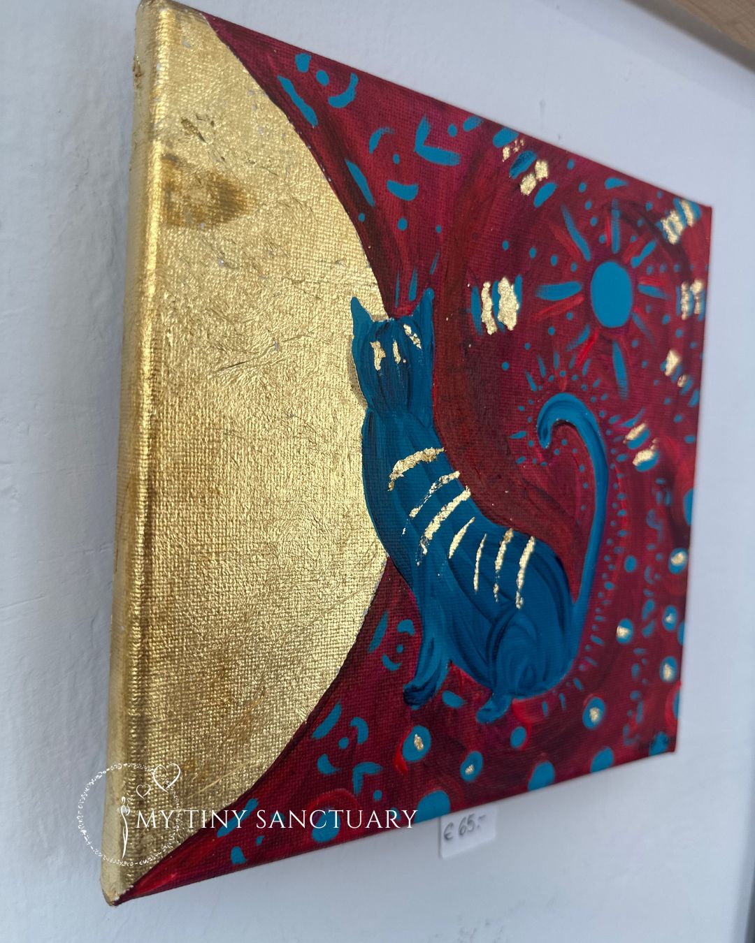 The Twin Golden Cats • Original Acrylic Painting • Twin Set Painting 20 x 20 cm
