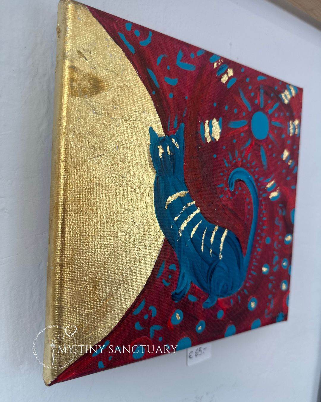 The Twin Golden Cats • Original Acrylic Painting • Twin Set Painting 20 x 20 cm - My Tiny Sanctuary
