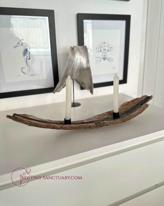 Tree Bark Candle Holder with Light Codes - My Tiny Sanctuary