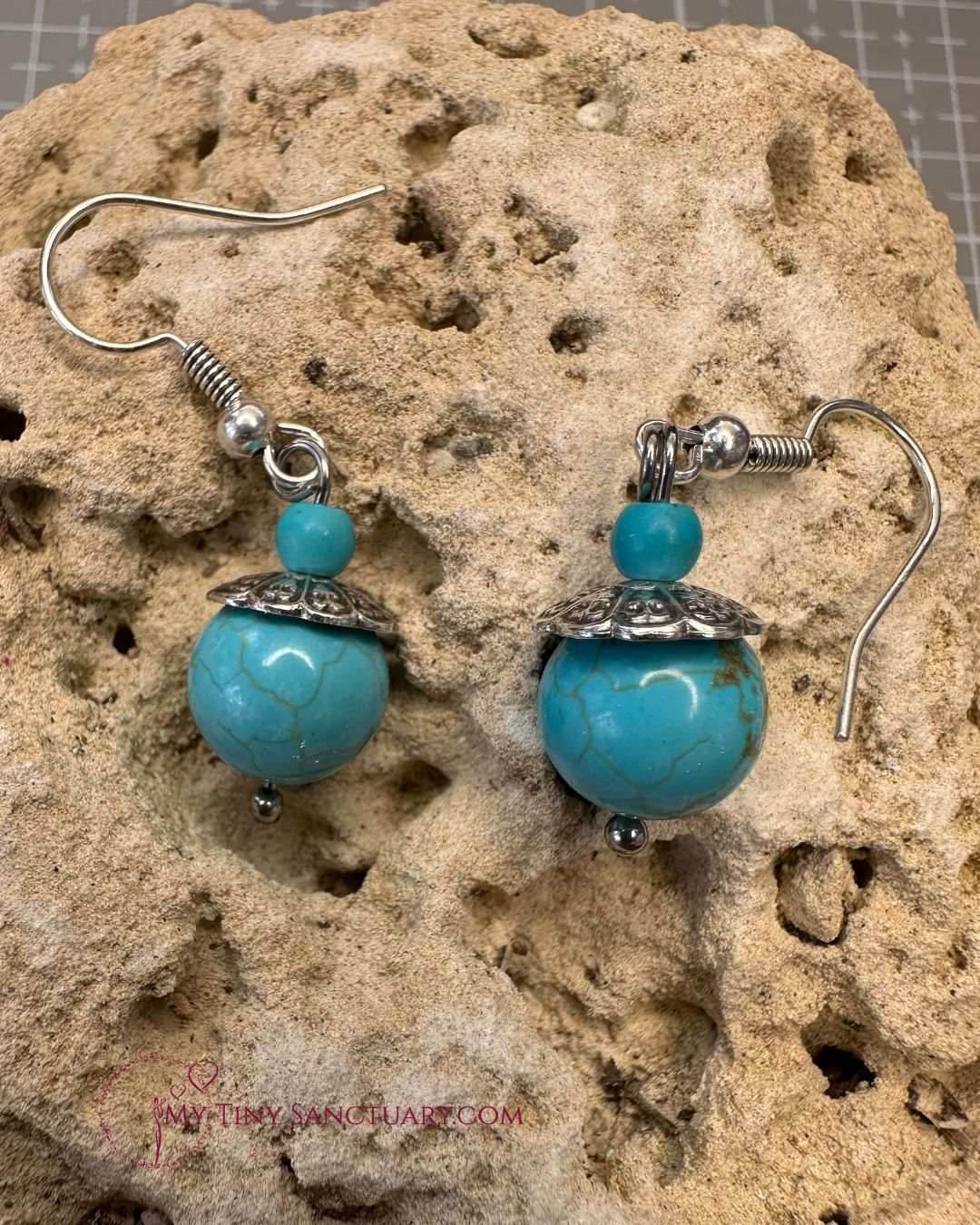 Acorn Spirit Earrings | Turquoise Howlite and Silver - My Tiny Sanctuary