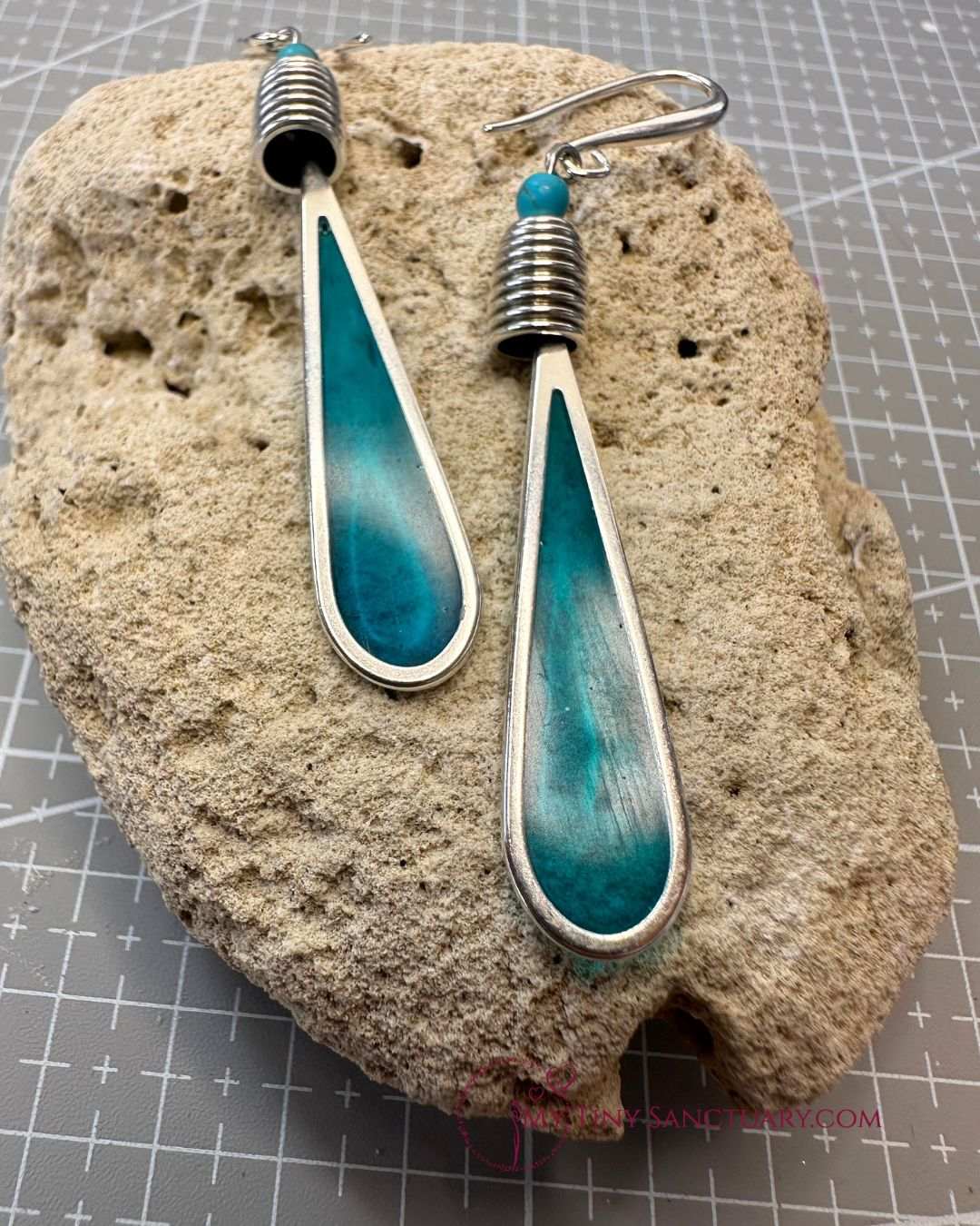 Turquoise Portal Drop Earrings | 999° Antique Silver Plated & Glass