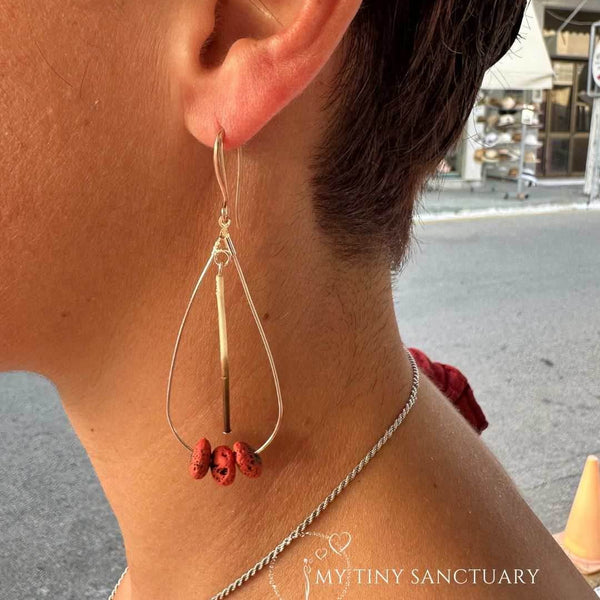 Terra Nova Drop Earring – Coral Lava, Porcupine Needle & Rose Gold - LIMITED EDITION - My Tiny Sanctuary
