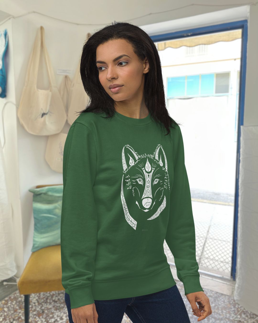 Wolf Animal Spirit Sweatshirt • Unisex • Organic Cotton - My Tiny Sanctuary