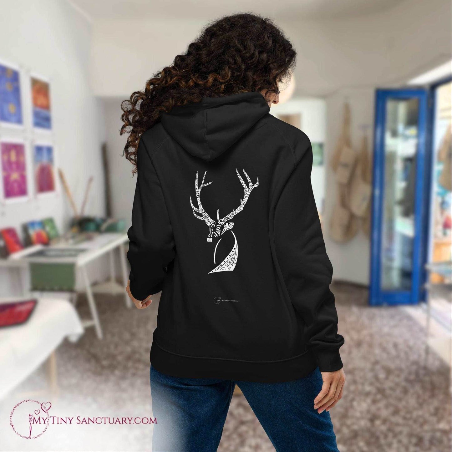 Elk Animal Spirit Hoodie - Conscious & Sustainable Fashion for Women - My Tiny Sanctuary