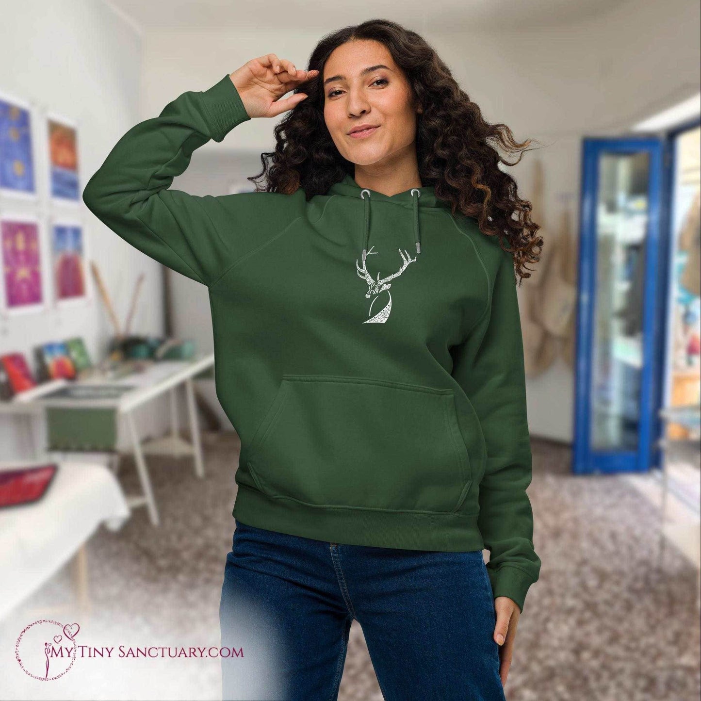 Elk Animal Spirit Hoodie - Conscious & Sustainable Fashion for Women - My Tiny Sanctuary