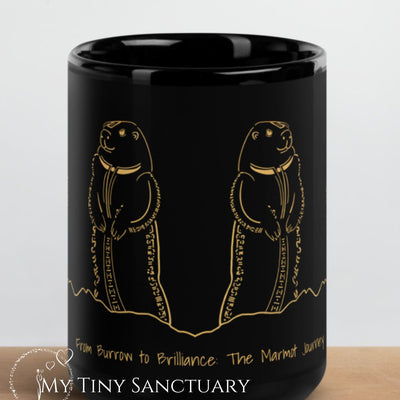 Marmot Animal Spirit Black Glossy Mug With Motivational Quote