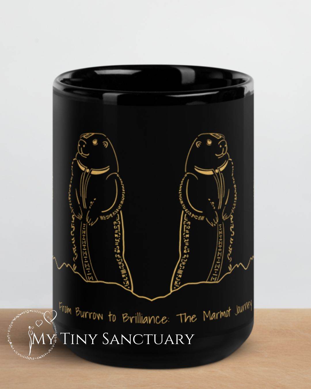 Marmot Animal Spirit Black Glossy Mug With Motivational Quote - My Tiny Sanctuary