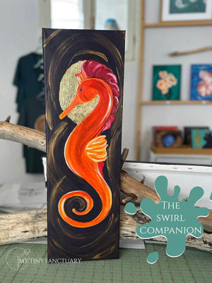 Seahorse The Swirl Companion • 20 x 60 cm • Original Acrylic Painting - My Tiny Sanctuary