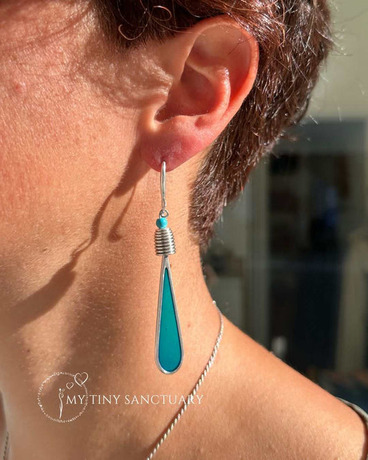 Turquoise Portal Drop Earrings | 999° Antique Silver Plated & Glass