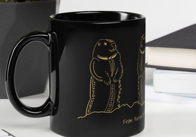 Marmot Animal Spirit Black Glossy Mug With Motivational Quote
