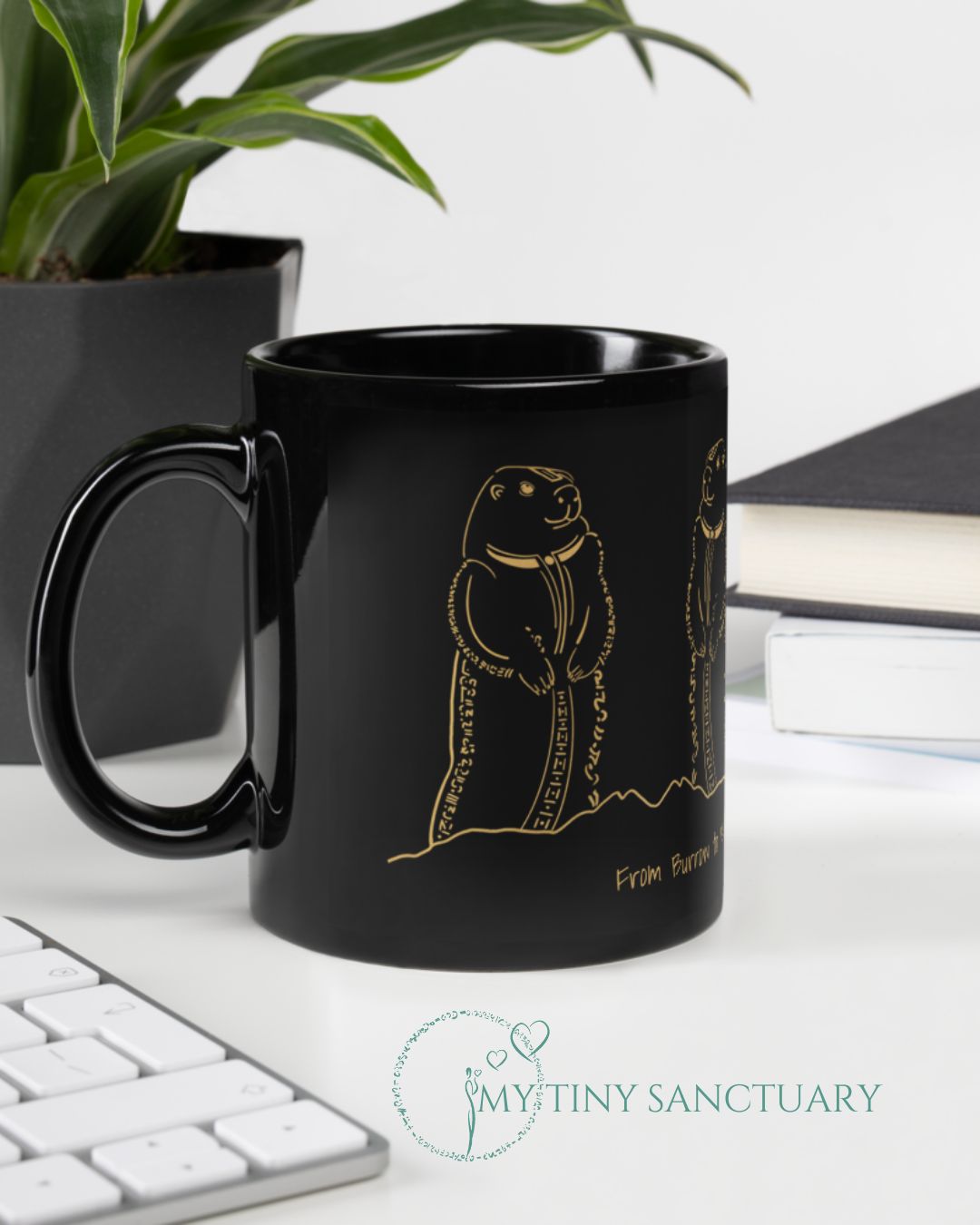 Marmot Animal Spirit Black Glossy Mug With Motivational Quote