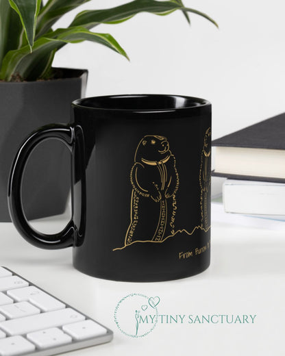 Marmot Animal Spirit Black Glossy Mug With Motivational Quote