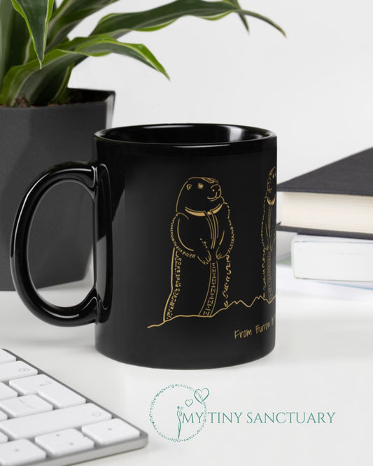 Marmot Animal Spirit Black Glossy Mug With Motivational Quote