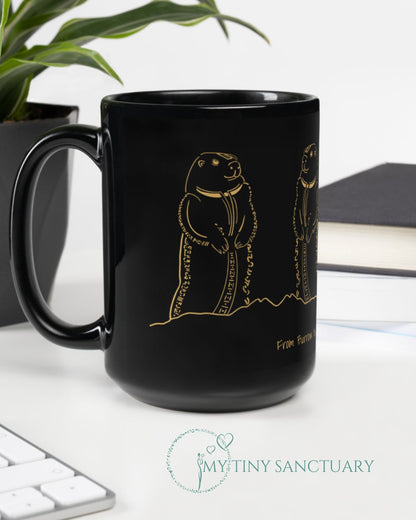 Marmot Animal Spirit Black Glossy Mug With Motivational Quote
