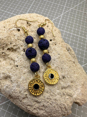Ancient Greek Priestess Earrings | The Graduate | Meander & Various Stones Options - My Tiny Sanctuary