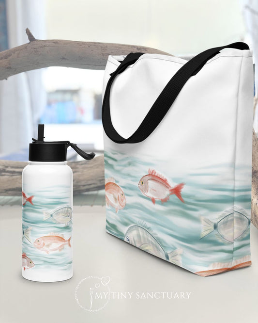 Aegean Sea Fishes Bundle: Tote Bag and Water Bottle - Save 5€