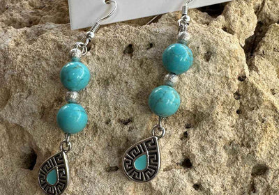 Ancient Greek Priestess Earrings | The apprentice | Turquoise howlite & Meander - My Tiny Sanctuary