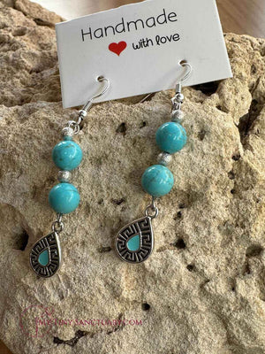 Ancient Greek Priestess Earrings | The apprentice | Turquoise howlite & Meander - My Tiny Sanctuary