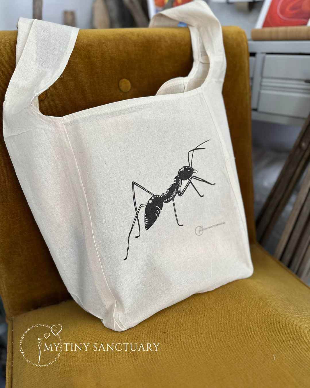 Ant Animal Spirit Tote Bag in Organic Cotton • Pick Your Spirit Companion - My Tiny Sanctuary