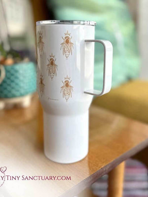Bee Spirit Travel Mug Isotherm Stainless Steel with a handle - My Tiny Sanctuary