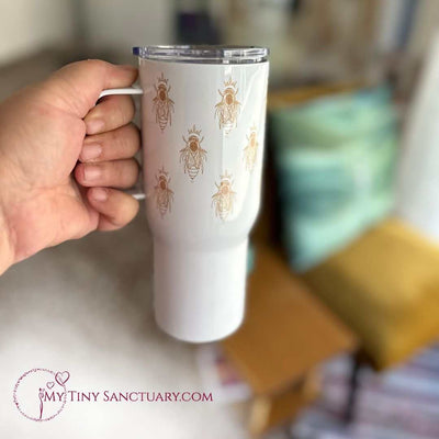 Bee Spirit Travel Mug Isotherm Stainless Steel with a handle - My Tiny Sanctuary