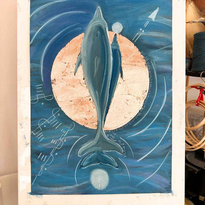 Dolphin Spirit: Recalibrate Your Inner Compass | Pastel Chalk 50x70 cm - My Tiny Sanctuary