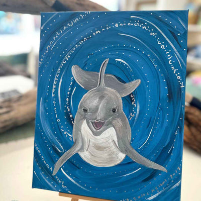 Dolphin Spirit's Dose of Playfulness | Acrylic Painting on Canvas 24 x 30 cm - My Tiny Sanctuary