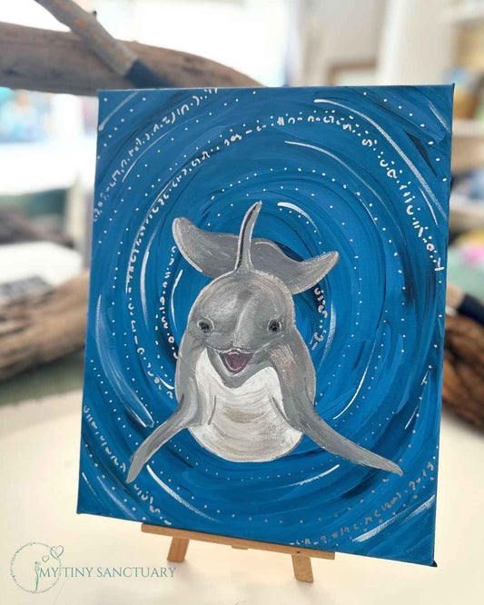Dolphin Spirit's Dose of Playfulness | Acrylic Painting on Canvas 24 x 30 cm