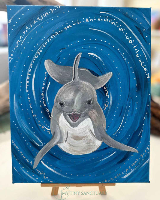 Dolphin Spirit's Dose of Playfulness | Acrylic Painting on Canvas 24 x 30 cm