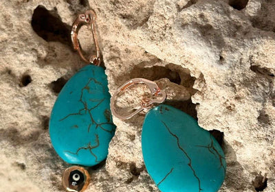 Mati Eye Earrings 🧿 with Turquoise Howlite and Electro Rose Gold - My Tiny Sanctuary