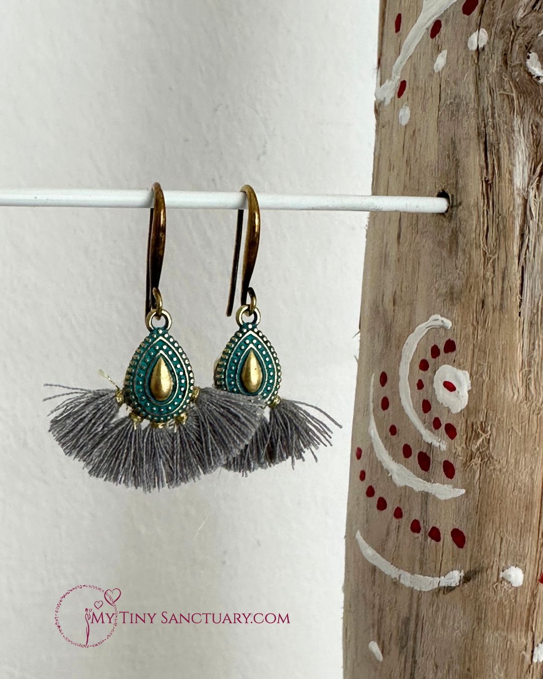 Ethnic Earrings Green Bronze with Mayan Spirit Inspiration