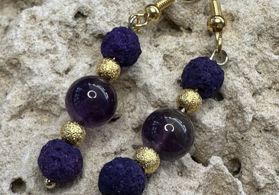 The Empress Amethyst Earrings - Deep Purple Dangle My Tiny Sanctuary